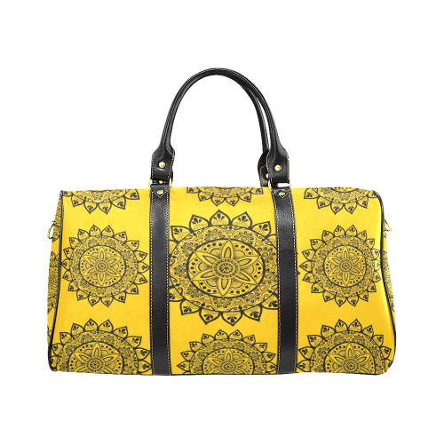 black mandala-yellow travel bag New Waterproof Travel Bag/Large (Model 1639)