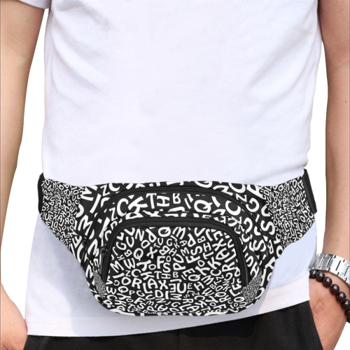 Alphabet Black and White Letters Fanny Pack/Small (Model 1677)