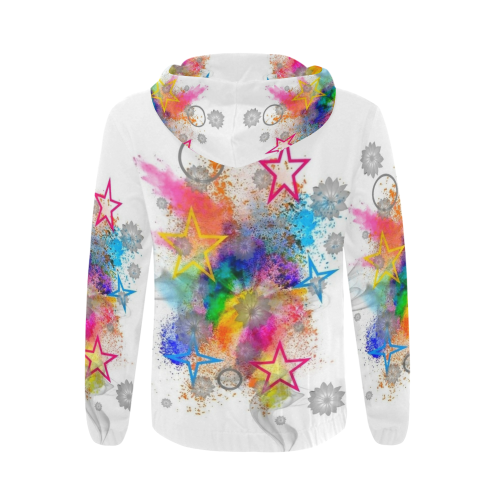 Stars Popart by Nico Bielow All Over Print Full Zip Hoodie for Men/Large Size (Model H14)