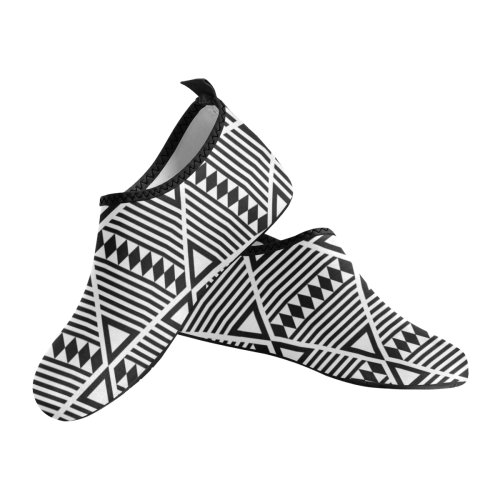 Black Aztec Tribal Men's Slip-On Water Shoes (Model 056)