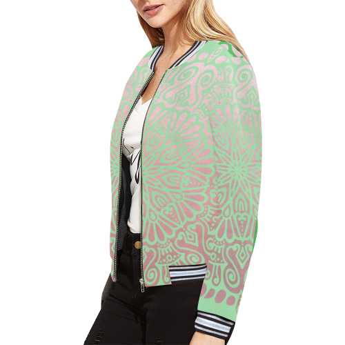 Frosty Princess double mint All Over Print Bomber Jacket for Women (Model H21)