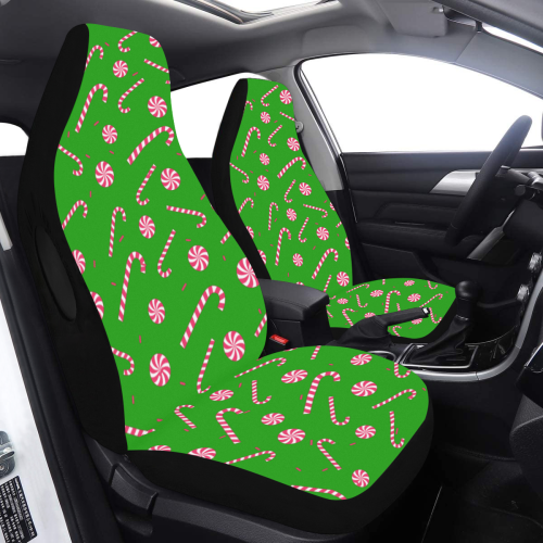 Candy CANE GREEN Car Seat Cover Airbag Compatible (Set of 2)