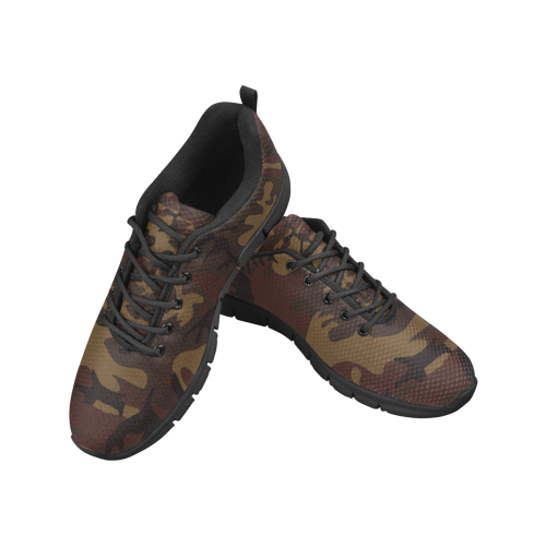 Camo Dark Brown Men's Breathable Running Shoes (Model 055)