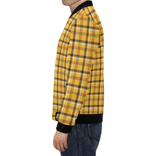 Yellow Tartan (Plaid) All Over Print Bomber Jacket for Men (Model H19)