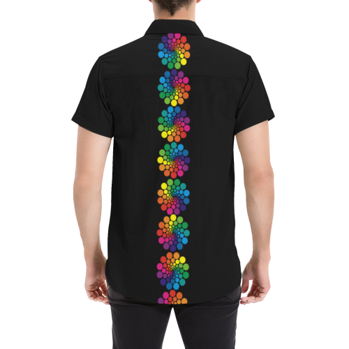 Colorful Dots Flower Circle Border Men's All Over Print Short Sleeve Shirt (Model T53)
