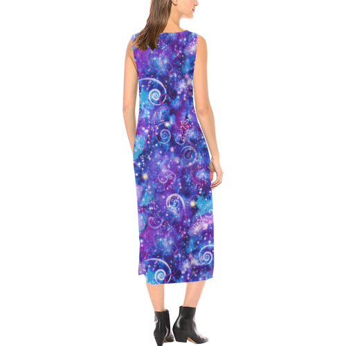 Purple Cosmos Phaedra Sleeveless Open Fork Long Dress (Model D08)