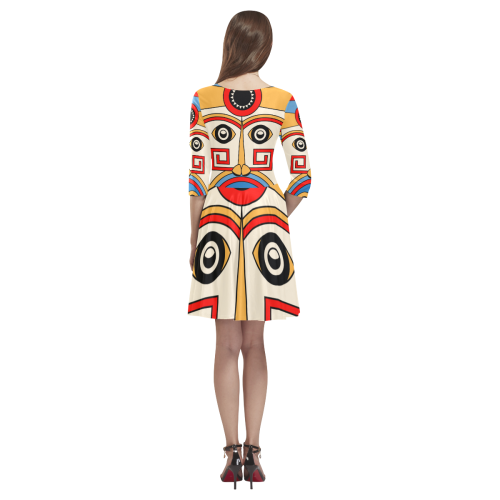 Aztec Religion Tribal Tethys Half-Sleeve Skater Dress(Model D20)