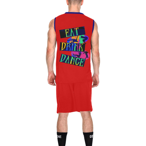 Break Dancing Colorful / Red All Over Print Basketball Uniform