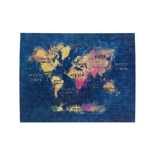 world map #map #worldmap Rectangle Jigsaw Puzzle (Set of 110 Pieces)