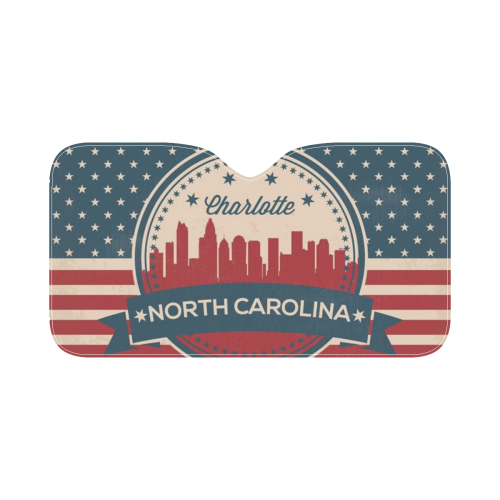 Retro Charlotte North Carolina Skyline Car Sun Shade 55"x30"
