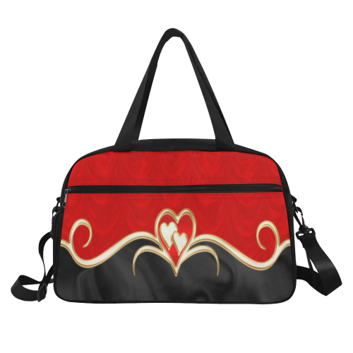 Elegant Red Black Love Fitness Handbag (Model 1671)