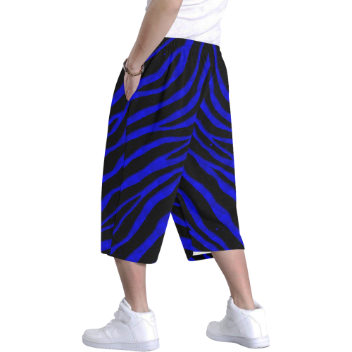 Ripped SpaceTime Stripes - Blue Men's All Over Print Baggy Shorts (Model L37)