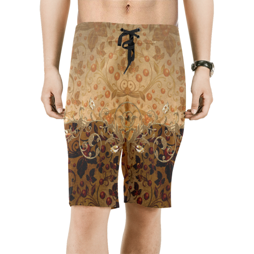 Wonderful decorative floral design Men's All Over Print Board Shorts (Model L16)