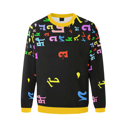 Colorful Alphabet Men's Oversized Fleece Crew Sweatshirt/Large Size(Model H18)