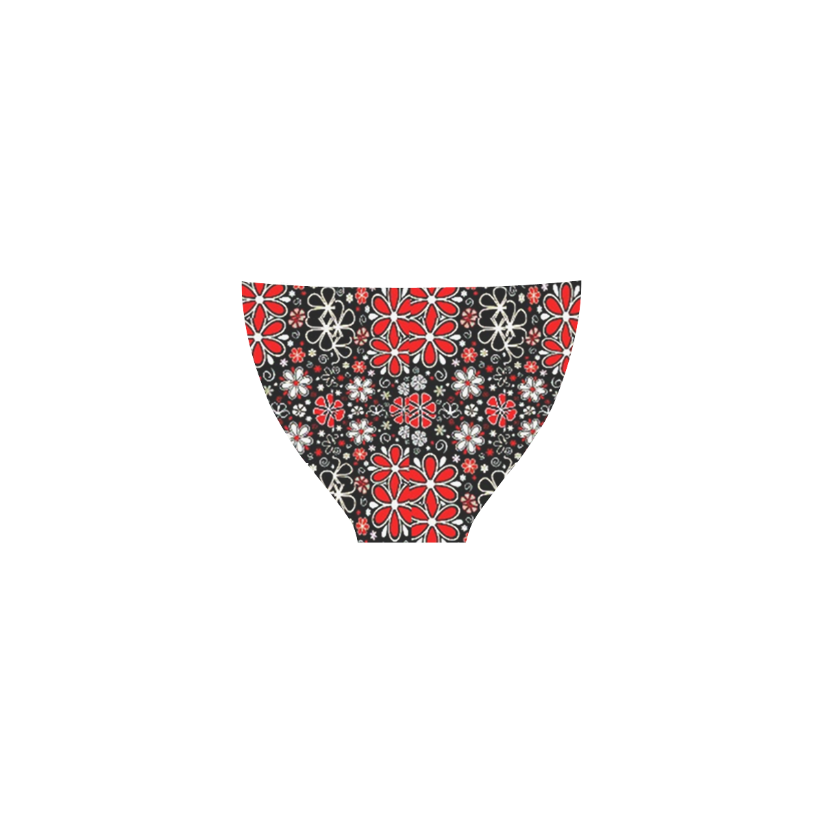 Retro Red And White Flowers On Black Bikini Swimsuit Custom Bikini