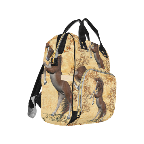 Wonderful brown horse Multi-Function Diaper Backpack/Diaper Bag (Model 1688)