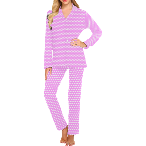 Pretty Pink Hearts Women's Long Pajama Set
