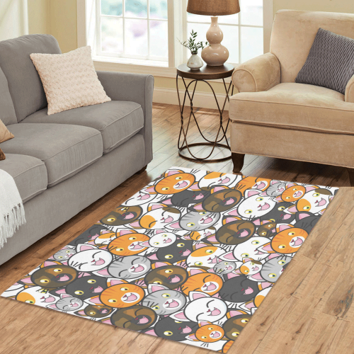 Funny Cats All Over Area Rug 5'3''x4'