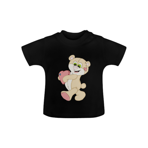 Patchwork Heart Teddy Black Baby Classic T-Shirt (Model T30)