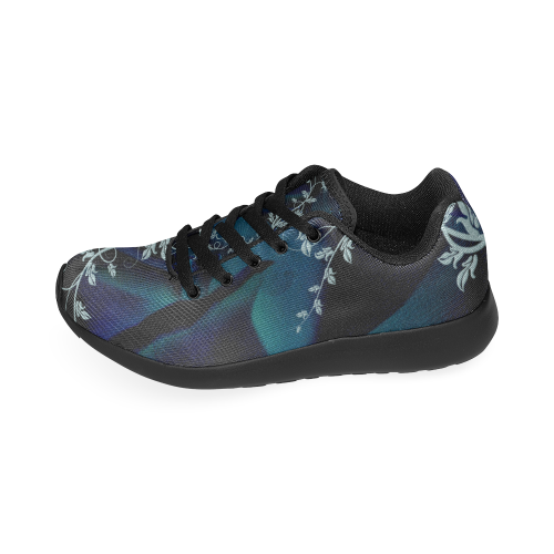 Floral design, blue colors Men's Running Shoes/Large Size (Model 020)