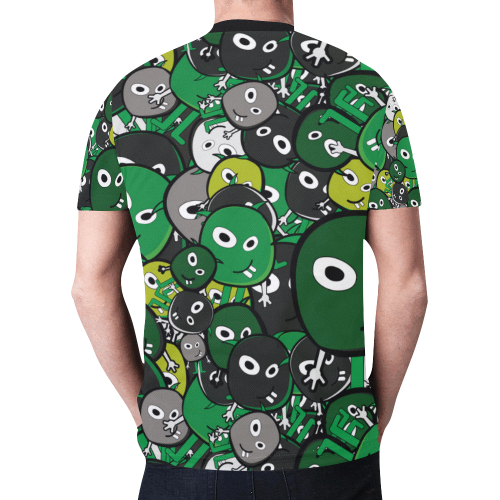 green doodle monsters New All Over Print T-shirt for Men/Large Size (Model T45)