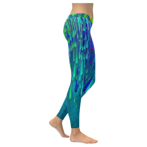 dripping paint Women's Low Rise Leggings (Invisible Stitch) (Model L05)