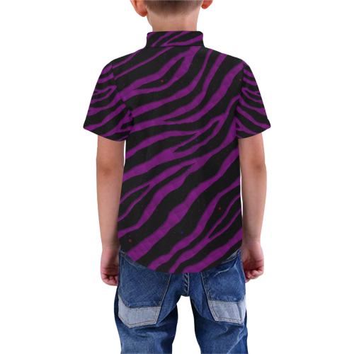 Ripped SpaceTime Stripes - Purple Boys' All Over Print Short Sleeve Shirt (Model T59)