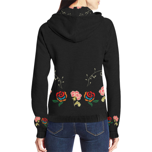 Armenian Flower All Over Print Full Zip Hoodie for Women (Model H14)