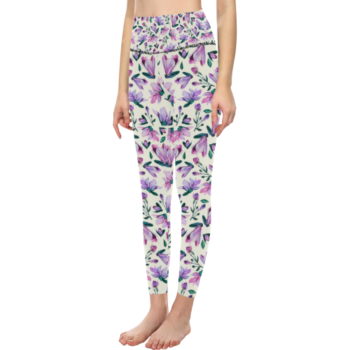 Lovely Watercolored Springflowers Women's All Over Print High-Waisted Leggings (Model L36)