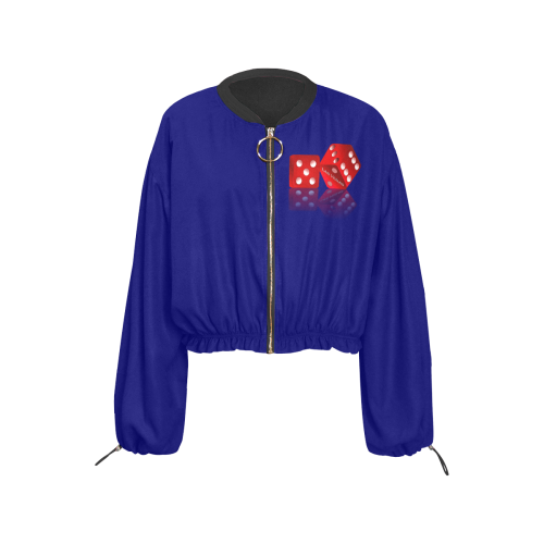 Las Vegas Craps Dice on Blue Cropped Chiffon Jacket for Women (Model H30)