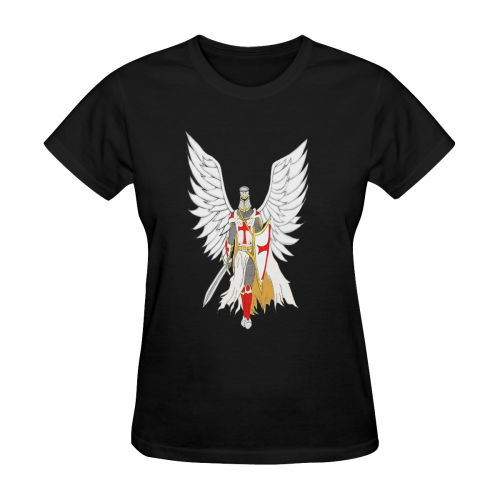 Knights Templar Angel Black Women's T-Shirt in USA Size (Two Sides Printing)