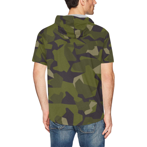 Swedish M90 woodland camouflage All Over Print Short Sleeve Hoodie for Men (Model H32)