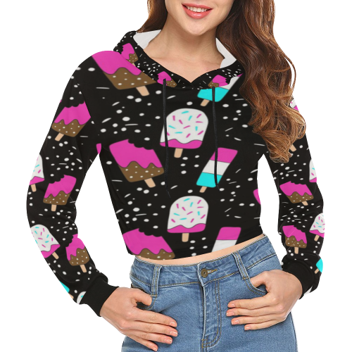 ice candy All Over Print Crop Hoodie for Women (Model H22)