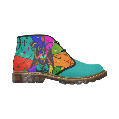 Awesome Baphomet Popart Women's Canvas Chukka Boots (Model 2402-1)
