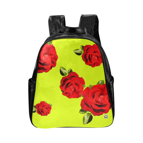 Fairlings Delight's Floral Luxury Collection- Red Rose Multi-Pockets Backpack 53086b13 Multi-Pockets Backpack (Model 1636)