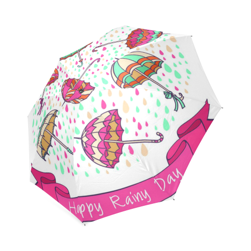 Happy Rainy Day Foldable Umbrella (Model U01)