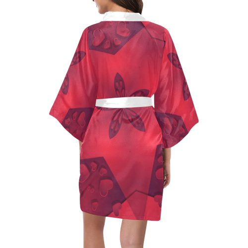Love and Romance Red Star and Hearts Kimono Robe