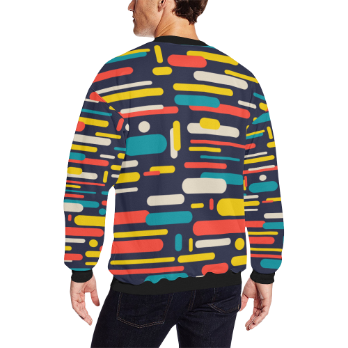 Colorful Rectangles Men's Oversized Fleece Crew Sweatshirt (Model H18)
