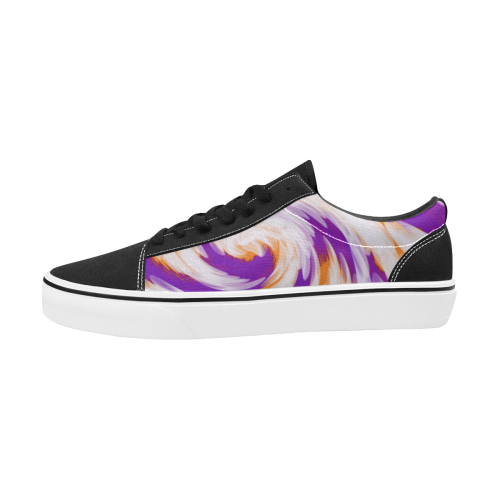 Purple Orange Tie Dye Swirl Abstract Men's Low Top Skateboarding Shoes (Model E001-2)