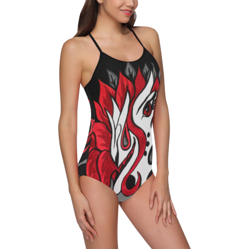 The Countess Vampire Countess Goth Abstract Art Strap Swimsuit ( Model S05)