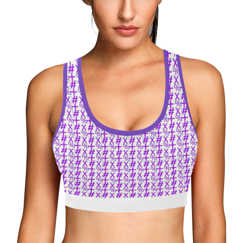 NUMBERS Collection Symbols Purple/White Women's All Over Print Sports Bra (Model T52)