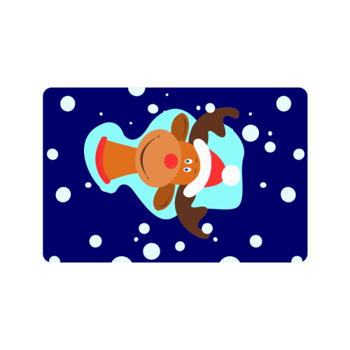 Funny Christmas Reindeer Blue Doormat 24"x16"