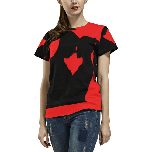 silueta pareja All Over Print T-Shirt for Women (USA Size) (Model T40)