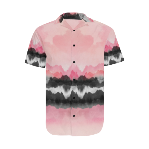 pink mountains Men's Short Sleeve Shirt with Lapel Collar (Model T54)