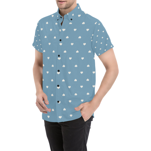Baby Blue Romance Men's All Over Print Short Sleeve Shirt/Large Size (Model T53)