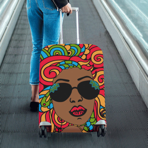 Afro Woman Zentagle Luggage Cover/Medium 22"-25"
