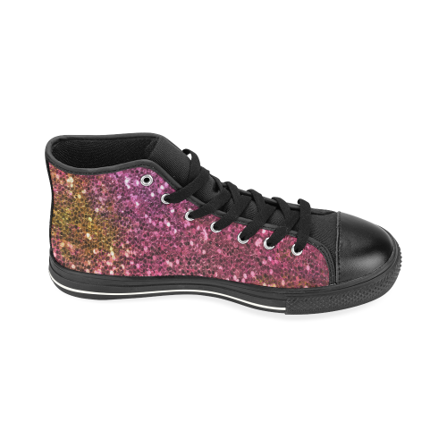 Design exotic shoes / WITH GLITTERs High Top Canvas Women's Shoes/Large Size (Model 017)