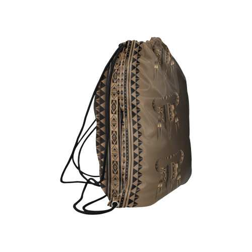 Buffalo Nation Brown Large Drawstring Bag Model 1604 (Twin Sides)  16.5"(W) * 19.3"(H)