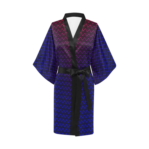 Chevron Black Red and Blue Kimono Robe