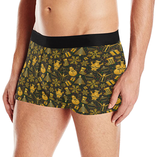 Golden Christmas Icons Men's Boxer Briefs with Merged Design (Model  L10)